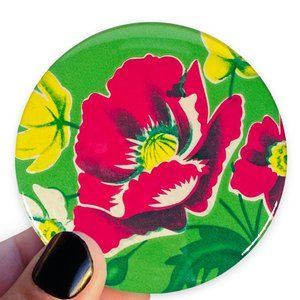 Vintage 1950s Wrapping Paper Upcycled Pocket Purse Mirror 3"